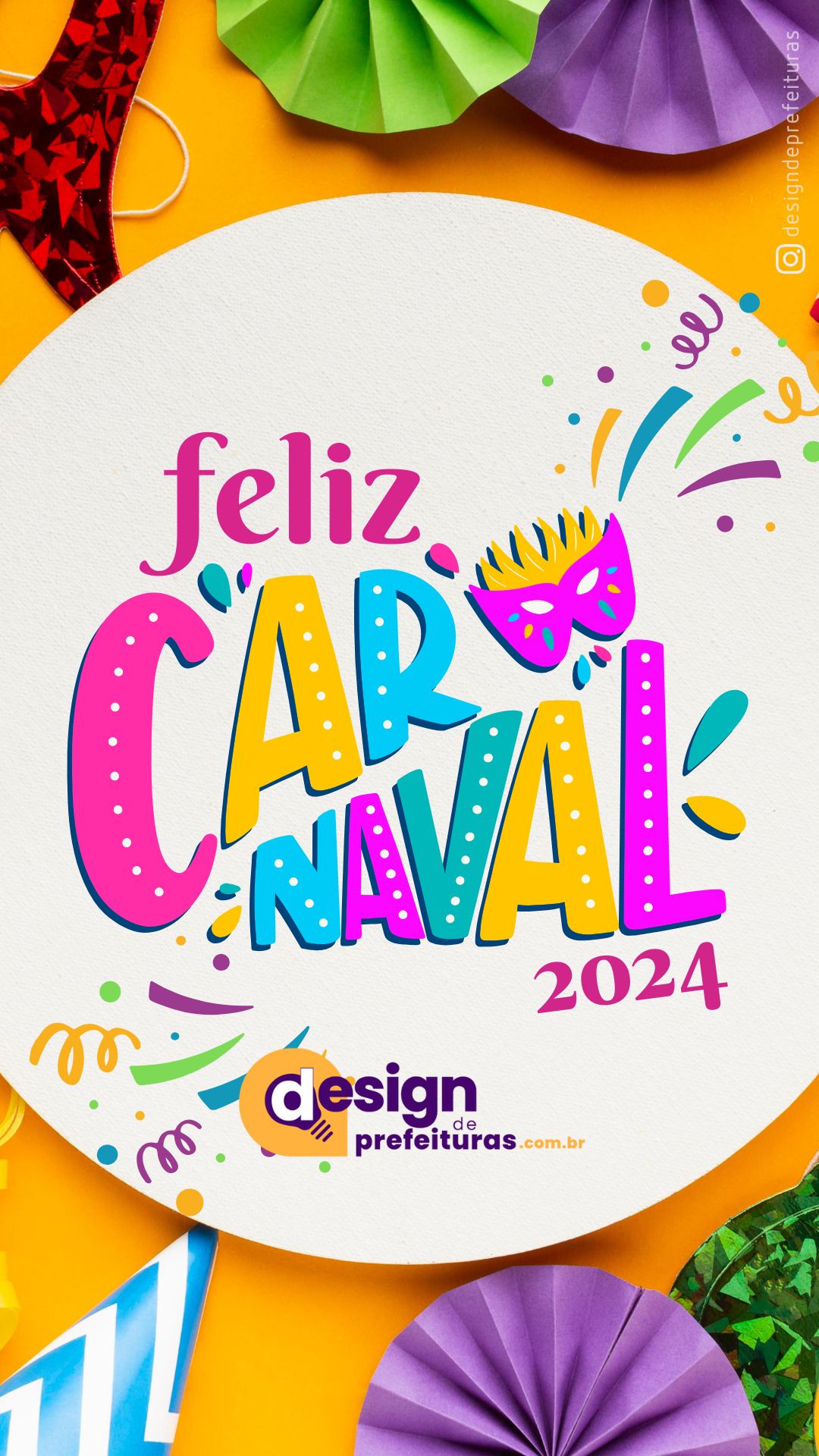 Story do instagram É carnaval, divirta-se, confetes e serpentinas rosa