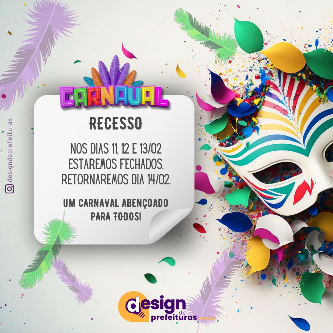 Post Instagram Quadrado Recesso Carnaval Criativo Colorido