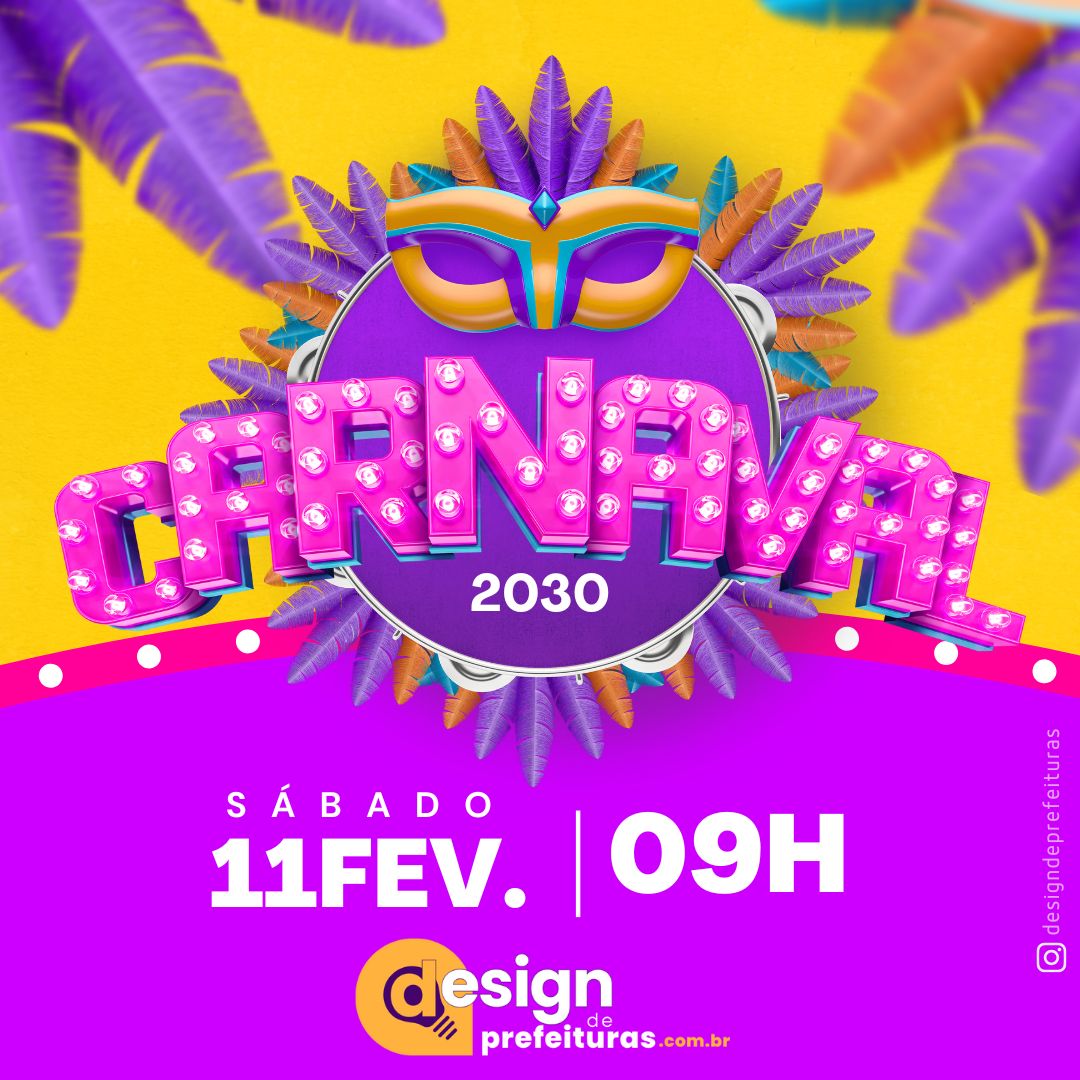 Instagram Post Festa de Carnaval Divertido Roxo, Rosa e Amarelo