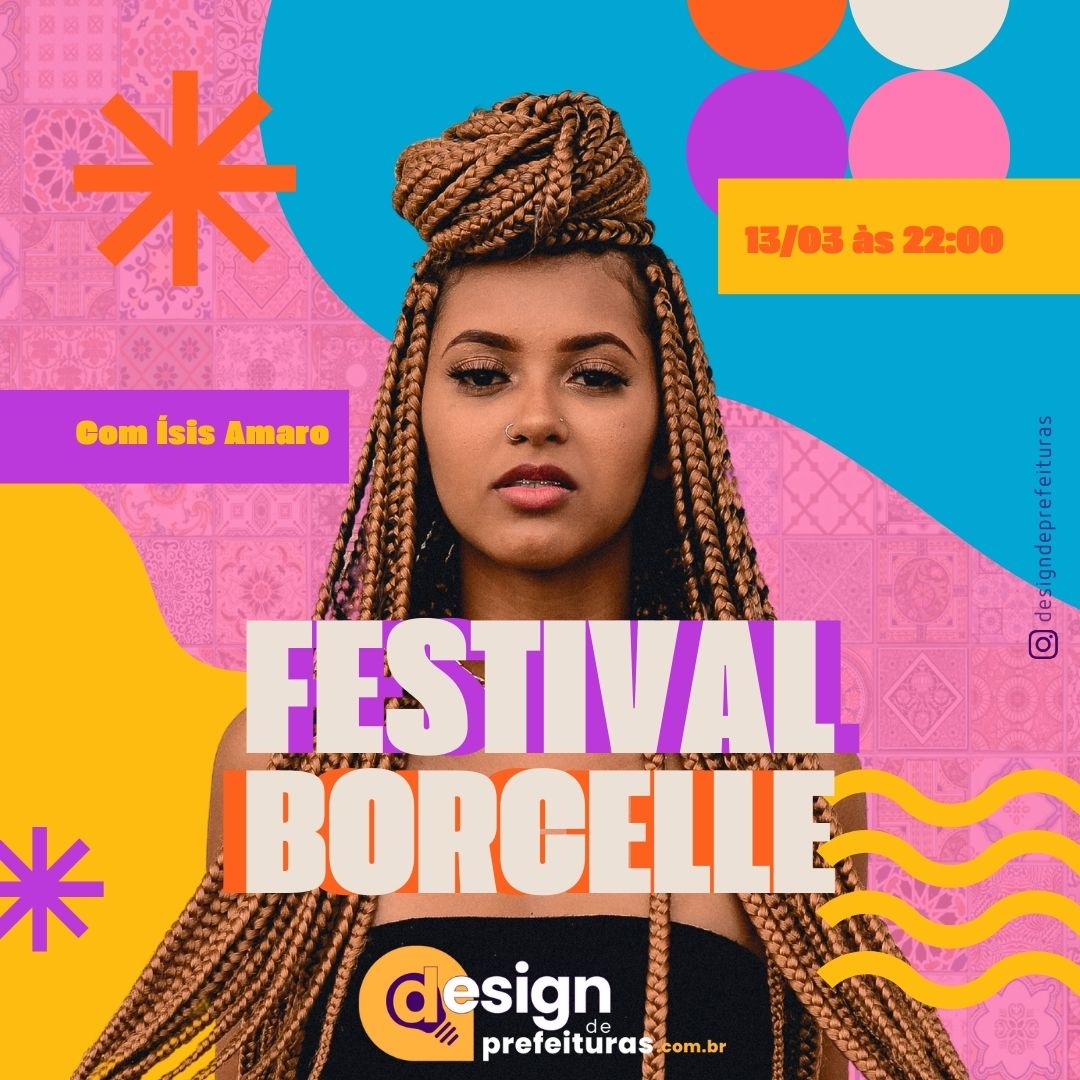 Post de Instagram sobre festival musical colorido vibrante