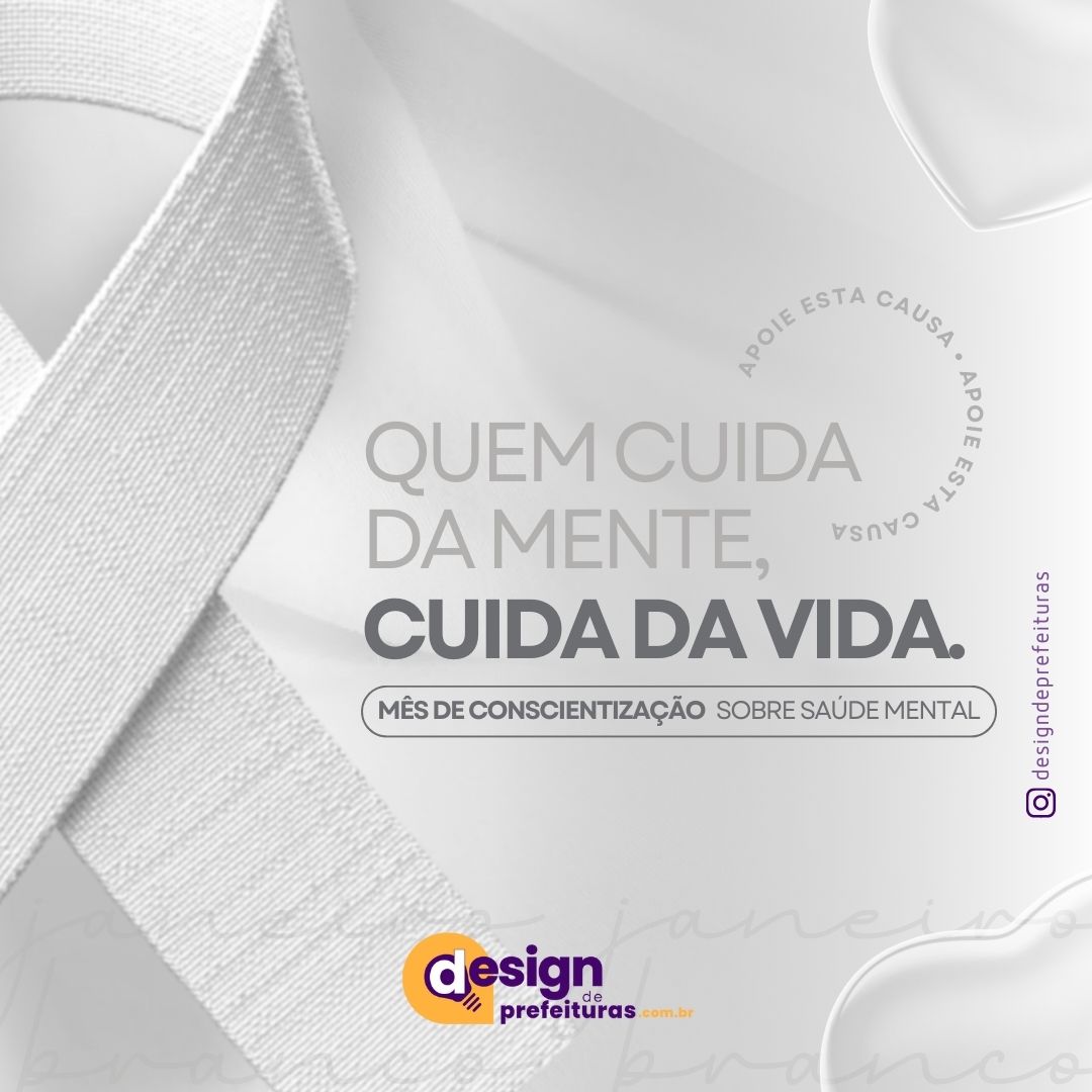 Post Para Instagram Janeiro Branco Saúde Mental Moderno Branco e Cinza